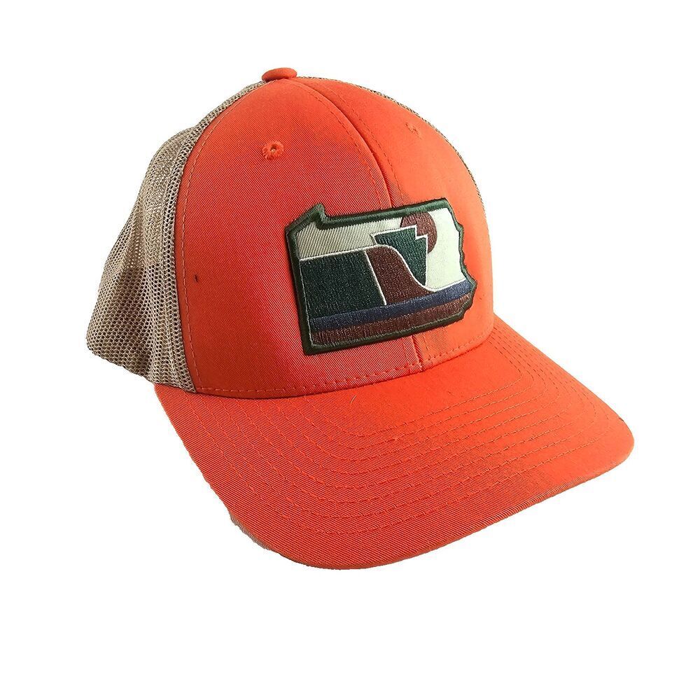 Pennsylvania State Patch Orange Mesh Snapback Trucker Hat Yupoong The Classics